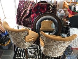 Two Fabric Parlor Lounge or Bedroom Chairs