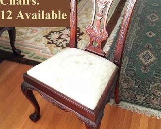 Chippendale style carved dining room chair (one of 12)