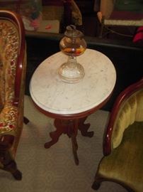 victorian chairs & marble top table