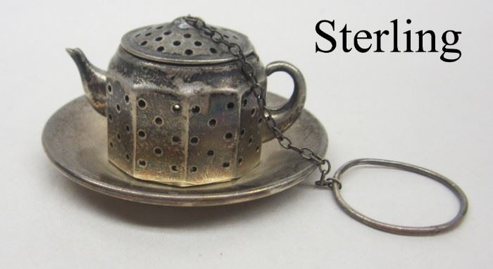 STERLING TEA HOLDER AND UNDER PLATE BY AMCRAFT