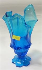 Blue free form glass vase