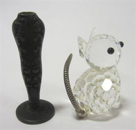 STERLING SILVER PLACE HOLDER STAMP AND SWAROVSKI STYLE CAT NO NOSE