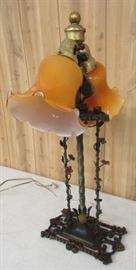 1920's Cast Iron Table Lamp Signed Milcast