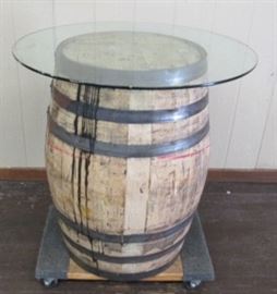 Whiskey Barrel w/Removable Glass Top