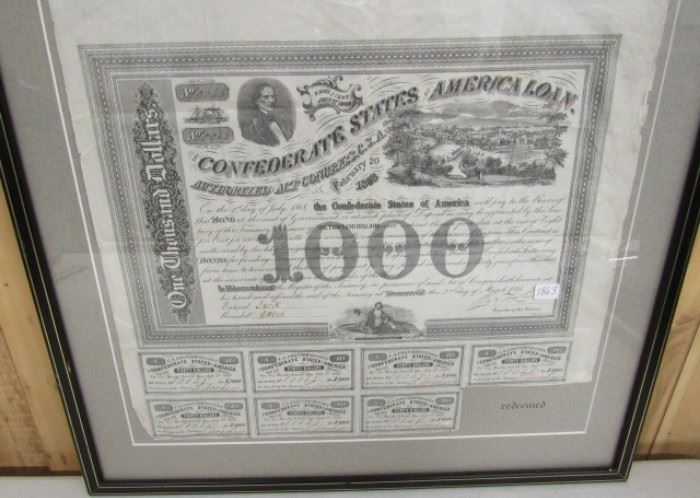 1863 Confederate $1,000 Bond