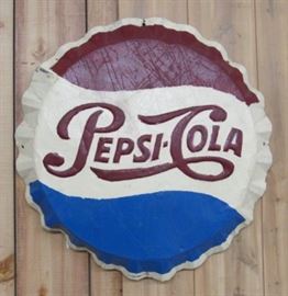 Vintage Metal Pepsi-Cola Bottle Cap Sign - Stout Sign Co.