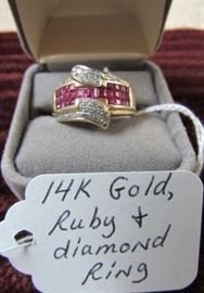 14K Gold, Ruby & Diamond Ring w/Appraisal 