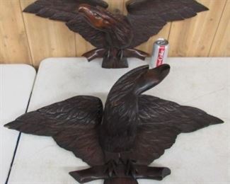 Carved Wood Wall Mount Eagles