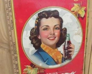 1940's Cardboard Drink Coca-Cola Sign