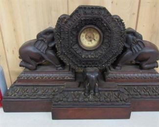Antique Wooden Elephant Windup Clock