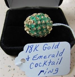 18K Gold & Emerald Cocktail Ring