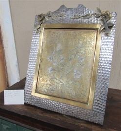 1870's French Tri-Fold Dresser Top Ladies Dressing Mirror w/Easel - Made of Metal - SEE NEXT PHOTO FOR OPEN VIEW