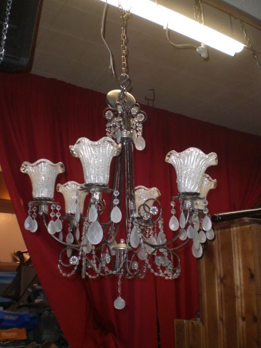6 arm rock crystal chandelier