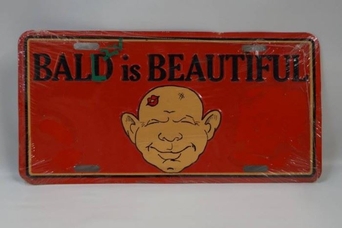 Vintage Bald is Beautiful Licence Plate