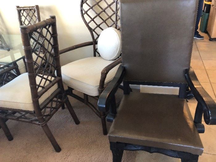 Dining Room Table 6 matching chairs plus 2 caption chairs 275.00 ,leather chair 75.00