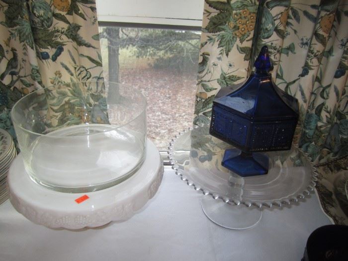 Milk Glass, Imperial Glass & Imperial bead cake plate