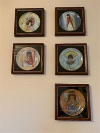 Lovely deGrazia plates with frames and glass covers