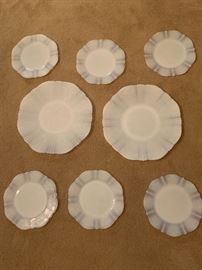 Beautiful translucent milk glass plates
