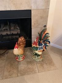 Large ceramic roosters