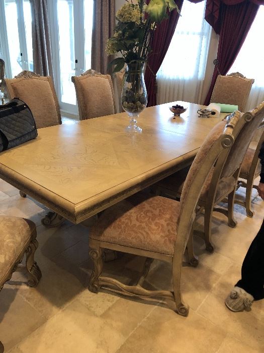 Massive dining room table and chairs 