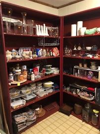 flower vases, planters, Corningware, Pyrex, kitchen items