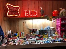 neon beer signs-SOLD, small amount of tools