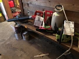 bench, blower, sprayer