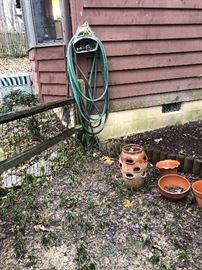 water hose, planters