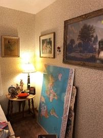 world map, vintage framed prints