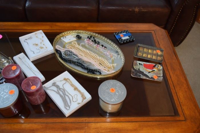 Coffee Table, Home Decor, Candles, Jewelry