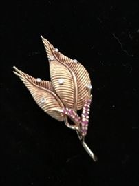 ruby, diamond and gold lapel pin