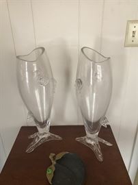 Pair of large fish vases