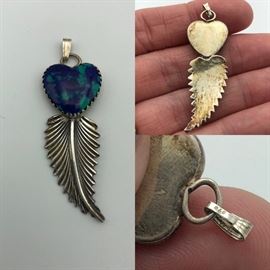 Item Number P83. Feather pendant. Pendant Portion signed "STG". 