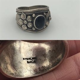 Item Number R72. Signed "Garcia" sterling and onyx ring. Size 10.5. 
