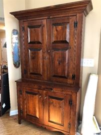Stephen Von Hohen Stepback Cupboard. All on piece. 77" tall, 16" deep at widest - 10" deep top part, 42.5" wide for main body. 48" with Cornice on the top.