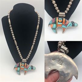 Item Number N99. Frank Yellowhorse - Navajo signed necklace. 