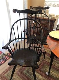 4 black Ashlen Windsor chairs. Floor to top of back is 48”. Seat is 20.5” wide