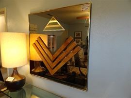 Mid-Century mirror with wood detail