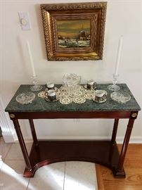 Beautiful Green Marble Top Entry Table