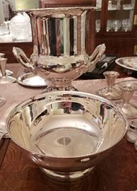 Silver Plate Champagne Bucket and Sheridan Silver Plate serving Bowl