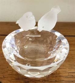 Swarovski small Crystal Bowl w/ Birds