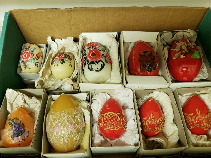 Hand Crafter Egg Shaped Candles from West Germany