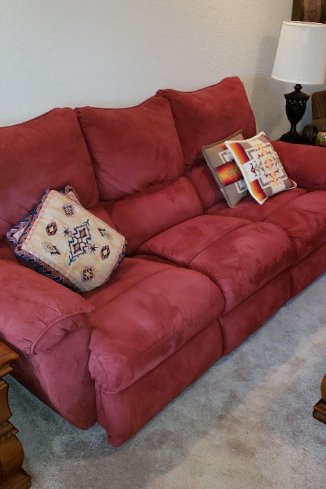 sofa with recliners on each end