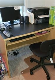 desk, desk chair, office accessories