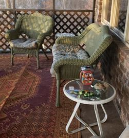 Wicker patio furniture, patio small table