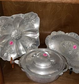 Aluminum vintage bowls, tray