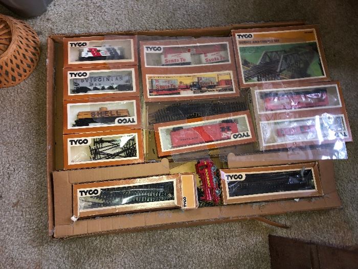 Tyco Train set and additional boxes of Tyco pieces