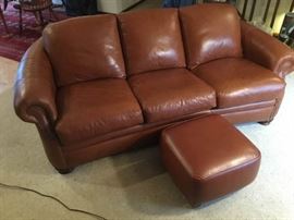 Leather Couch with Ottoman