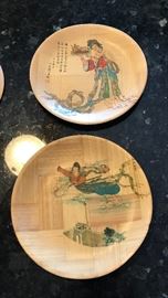 Asian bamboo plates:  The Immortal Peach; Ladg in the Moon Palace