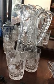 Crystal barware and pitcher